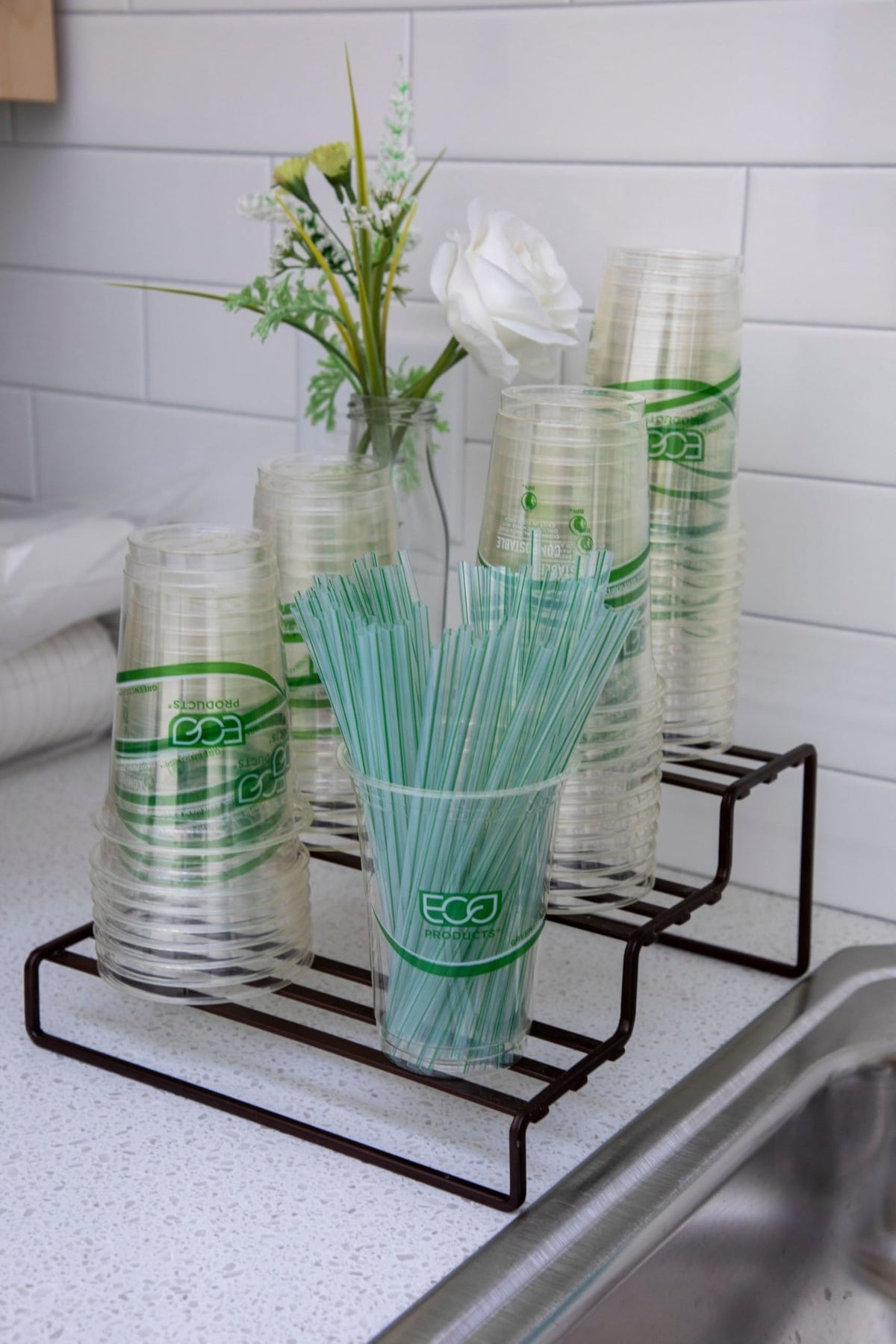ECO PRODUCTS Bulk / 9600 / 7.75" Clear W/Stripe Straws