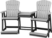 American Furniture Classics OS Home and Office Model 514LGB-K Counter Height Settee Table Combo in Light Grey with a Black Base, Made in The USA and Constructed from High Density Poly Resin