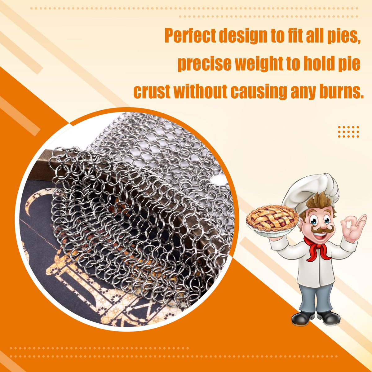 Gosknor Pie Weight Chain, Stainless Steel Blind Bake Tool, Silver 25cm