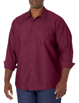 Long Sleeve Industrial Solid Work Shirt Burgundy Small - 5 Pack by Red Kap – Burgundy, Pack of 5, Model SP14
