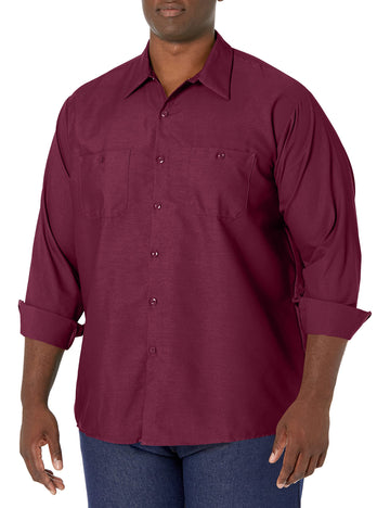 Long Sleeve Industrial Solid Work Shirt Burgundy Small - 5 Pack by Red Kap – Burgundy, Pack of 5, Model SP14