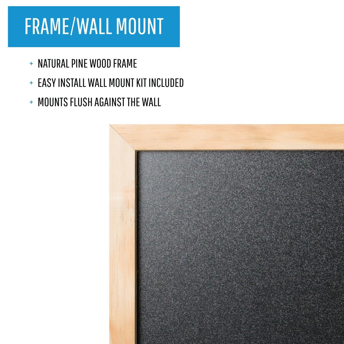 Pine Wood Frame Chalkboard - 24" x 36" by MasterVision – 36"W x 24"H, Pine Wood, Black, Model PM07010119