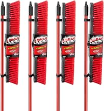 Libman Commercial 805 Multi-Surface Push Broom, 64" Length, 24" Width, Black/Red (Pack of 4)