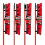 Multi-Surface Push Broom by LIBMAN COMMERCIAL – Steel handle; plastic fibers, Black/Red, Pack of 4