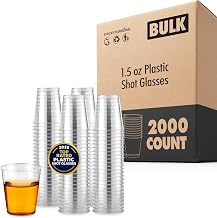 Stock Your Home 1.5 oz Shot Glasses 2000 Pack, Mini Clear Plastic Disposable Cups for Jello Shots Wine Tasting Liquor Pudding and Samples