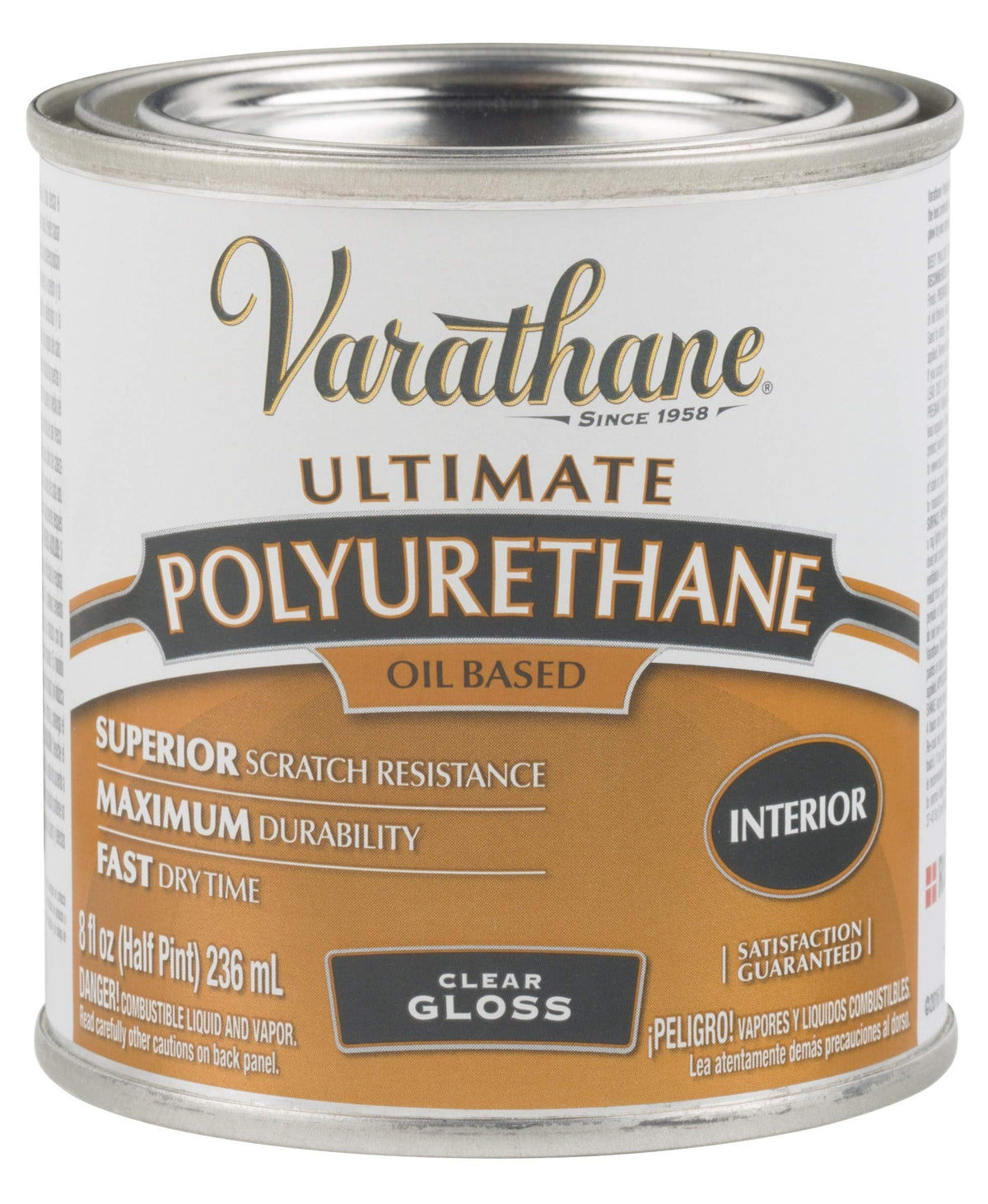 1/2 pt Clear Varathane Oil-Based Interior Ultimate Polyurethane by Rust-Oleum – 1/2 Pint, Plastic, Clear, Model 9061H