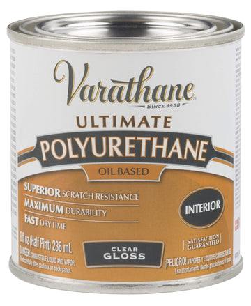 1/2 pt Clear Varathane Oil-Based Interior Ultimate Polyurethane by Rust-Oleum – 1/2 Pint, Plastic, Clear, Model 9061H
