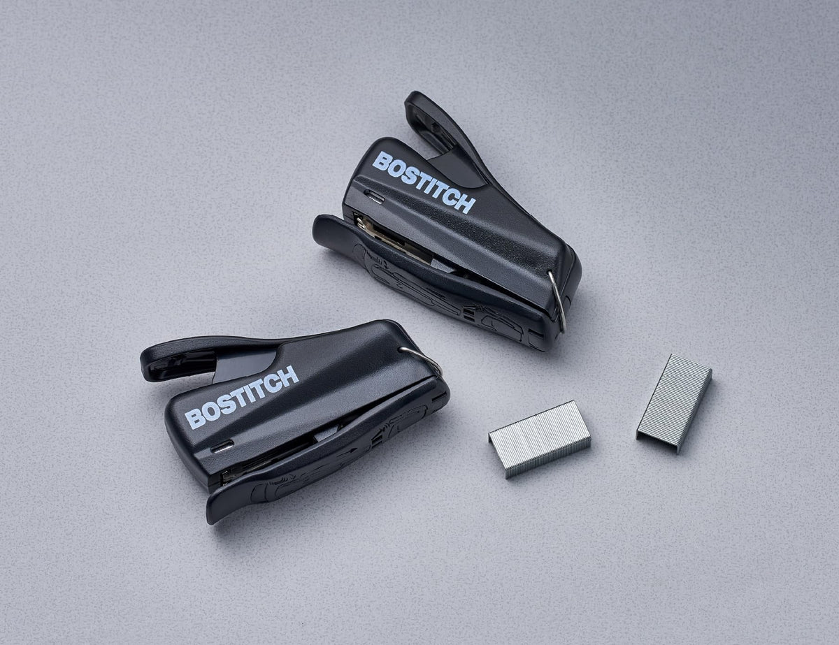 Nano Mini Staplers by Bostitch – 2 Count, Plastic, Black, Pack of 2, Model 1830-2PK