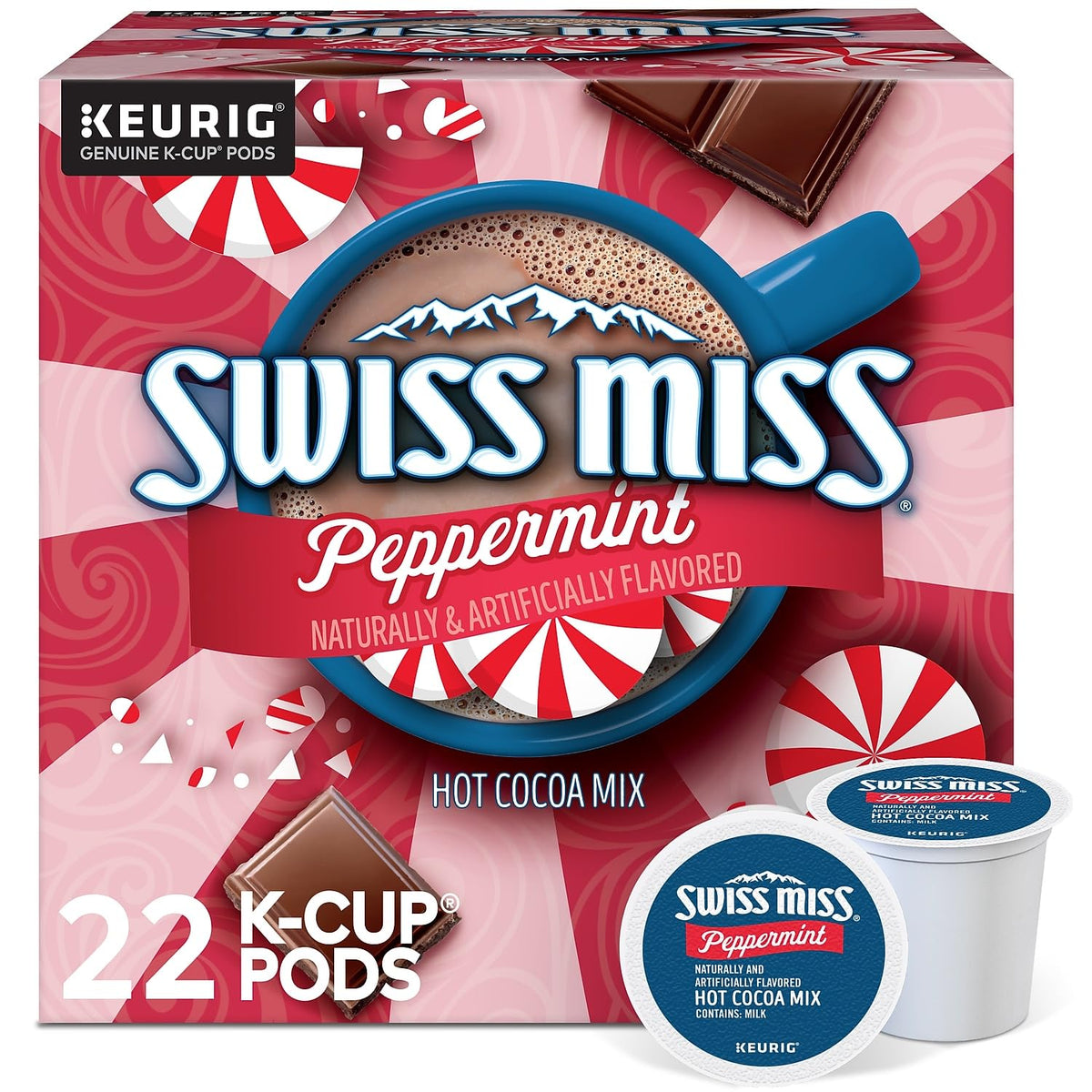 Chocolate Peppermint Hot Cocoa Mix by Swiss Miss – 22 Count (Pack of 1), coffee, Model 5000355689