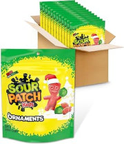 Sour Patch Kids Ornaments Soft & Chewy Gummy Holiday Candy, 12 Bags | Bulk Candy