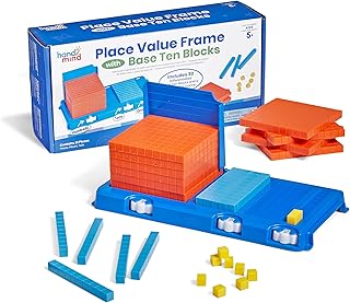hand2mind Place Value Frame with Base Ten Blocks, Ages 5+
