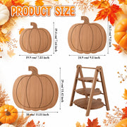 Marsui Pumpkin Tiered Serving Set, Wooden Platters in 12 10 8 Inch Sizes, Brown