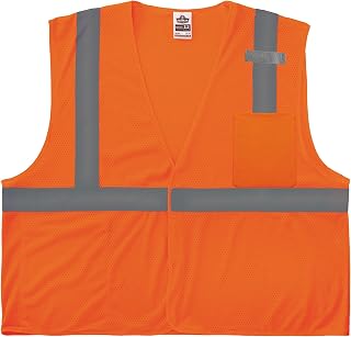 Ergodyne GloWear 8210HL Reflective Safety Vest, High Visibility Mesh, Interior and Exterior Pocket, Class 2, Type R, Dual Sizing