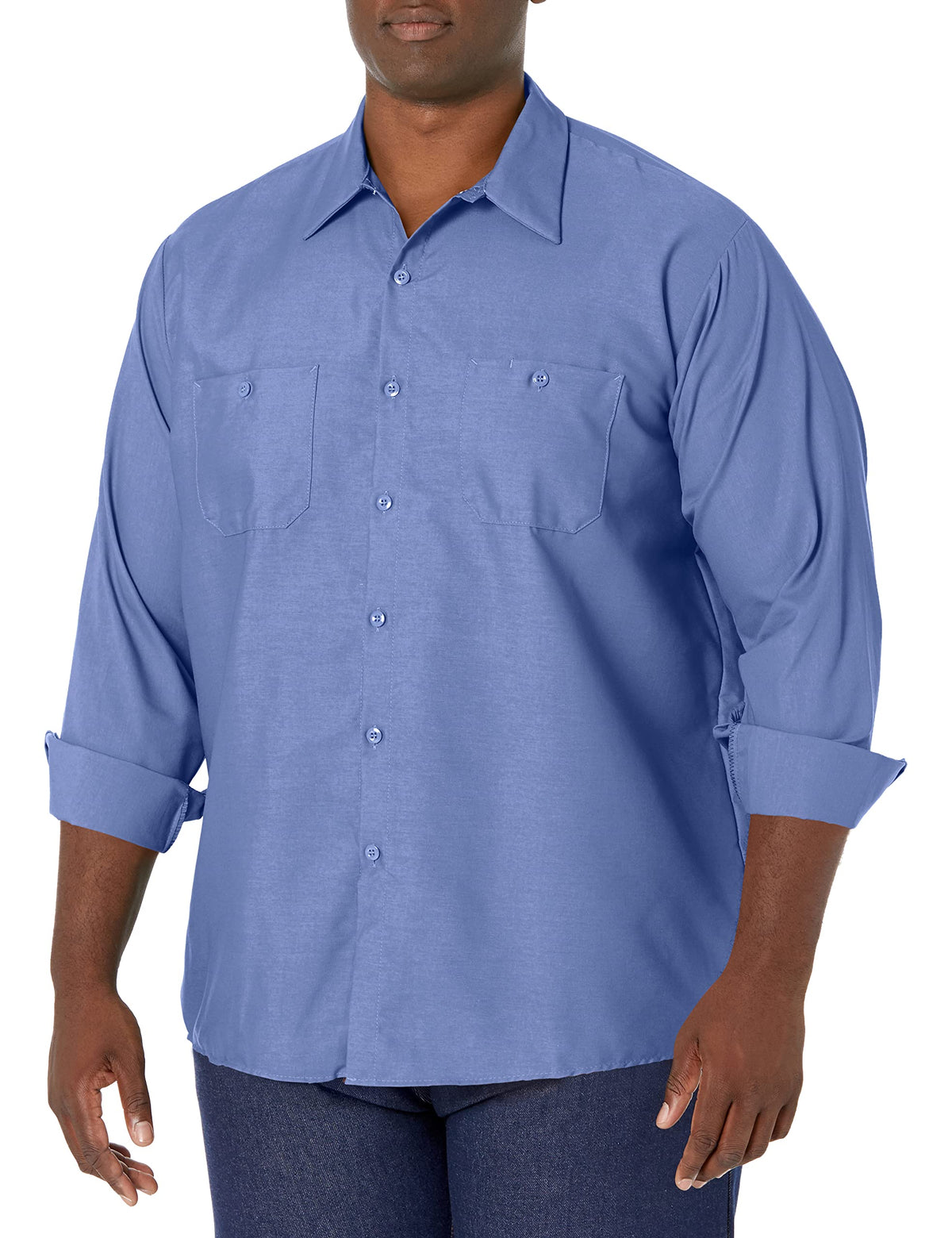 Long Sleeve Industrial Solid Work Shirt Petrol Blue Small - 5 Pack by Red Kap – Cotton, Blue, Pack of 5, Model SP14