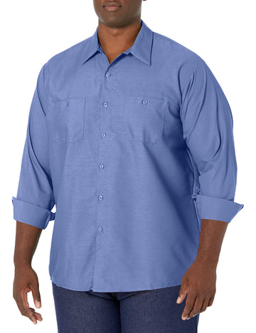 Long Sleeve Industrial Solid Work Shirt Petrol Blue Small - 5 Pack by Red Kap – Cotton, Blue, Pack of 5, Model SP14