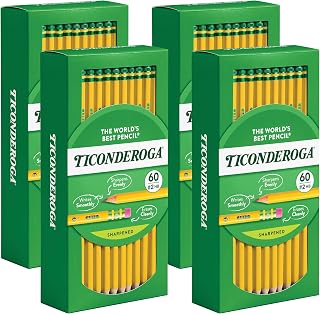 Ticonderoga Wood-Cased Pencils, #2 HB Soft, Yellow, 240 Count