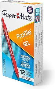 Paper Mate Gel Pen Profile Retractable Pen 0.7mm Red 12 Count