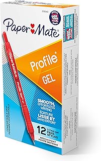 Paper Mate Gel Pen Profile Retractable Pen 0.7mm Red 12 Count