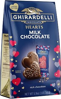 Ghirardelli Milk Chocolate Hearts, 5.9 oz Bag Premium Individually Wrapped Valentine’s Day Chocolate Candy Hearts