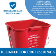 Kleen-Pail Pro Sanitizer Pail Cleaning Bucket with Bail Handle for Cleaning by San Jamar – 3 Quarts, Plastic, Red, Model KPP97RD