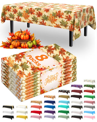 Pureegg Plastic Tablecloth, 54 x 108 Inch Rectangle, Autumn Maple