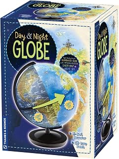 Thames & Kosmos Day & Night Globe - Handcrafted, Acrylic - Made in Germany by Columbus Globes - 10 inch, Illuminated LED Light-up with Night Sky Constellation Map