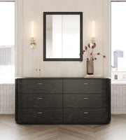 Fields - Modern Black Acacia Mirror by Limari Home – 31.5"L x 39.2"W, Glass, Black, Model LIM-82590