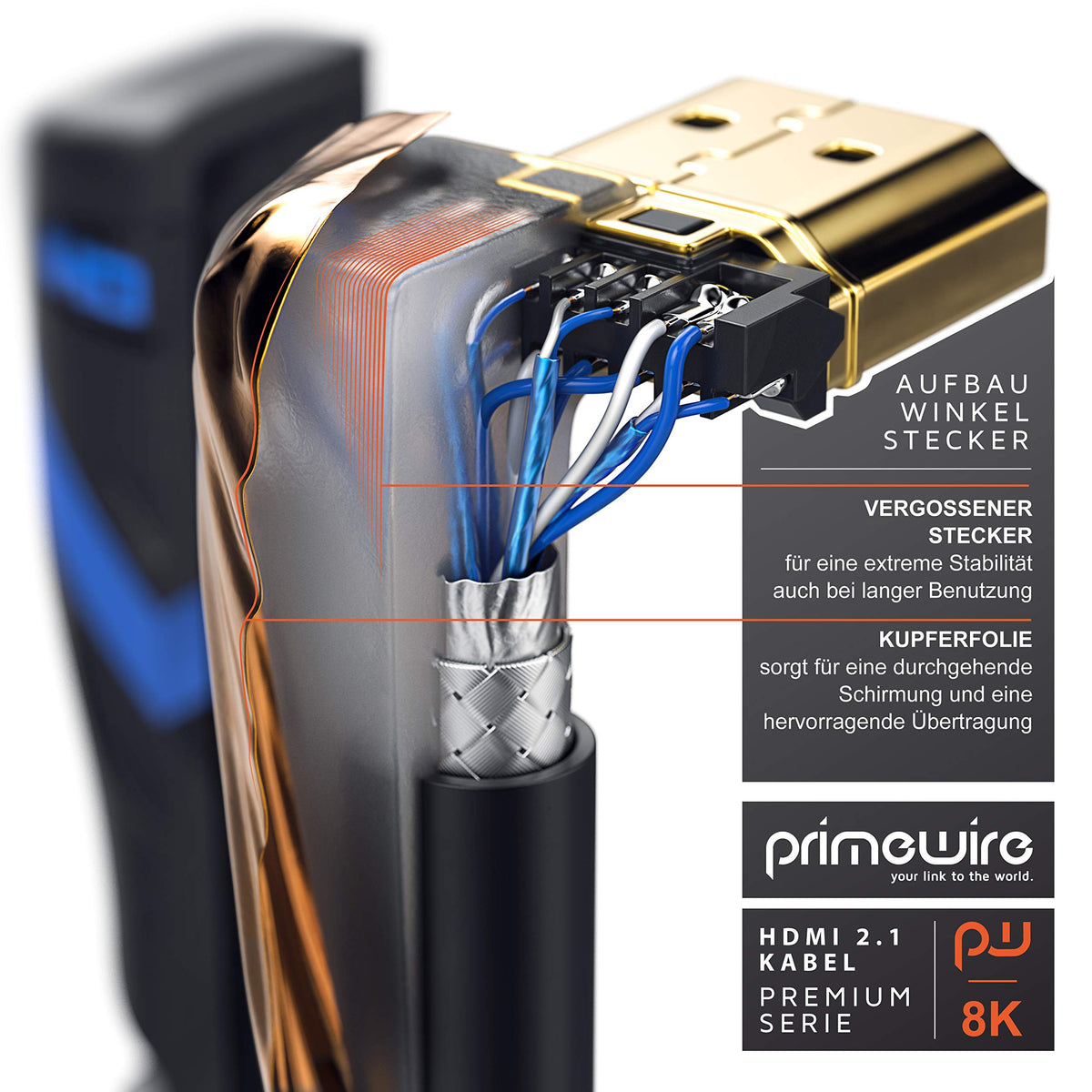 CSL - 8K HDMI Cable Angled 90° - 270° (3.0 m 270° Angled Plug) by CSL-Computer – 3,0m 270° Winkelstecker, Plastic Copper Aluminium Metal PVC, black, Model 648531864