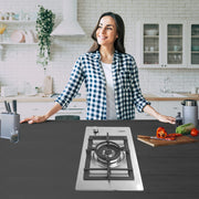 Summit , 12-Inch-Wide Single Burner Gas Cooktop, Stainless Steel with Sealed Burners, Cast Iron Grates, Wok Ring, NG/LPG Conversion Kit, Flame Failure Protection, Easy to Clean