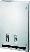 Bradley Emergency Fixtures 407-114500 Standard Stainless Steel Surface Mounted Napkin/Tampon Vendor, 17-1/4" Width x 29-1/8" Height x 4-3/8" Depth, $0.25 Mechanism