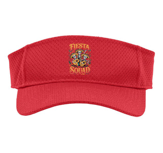 Fiesta Squad Drinking Sport Sun Visor by Mexican Fiesta Cinco De Mayo Margarita Taco – Polyester, Red