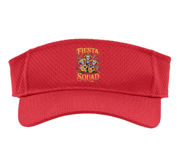 Fiesta Squad Drinking Sport Sun Visor by Mexican Fiesta Cinco De Mayo Margarita Taco – Polyester, Red