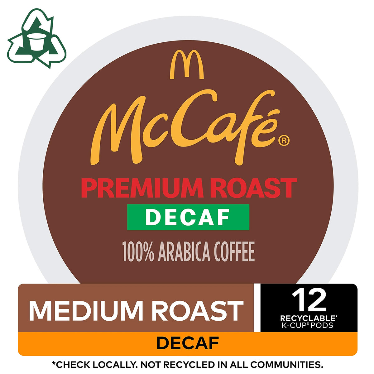 McCafé Decaf Premium Medium Roast K-Cup Coffee Pods (12 Pods) by McCafe – 12 Count (Pack of 1)