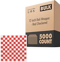 Deli Paper Sheets 5000 Count 12 Inch Red Checkered Sandwich Wrapping Paper Grease Resistant for Concession Carnival Party Fast Food and Packaging