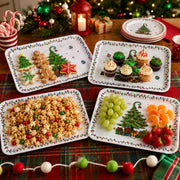 Havawish Christmas Tree Platters, 15.2 x 11 Inch Melamine Set, Multicolor