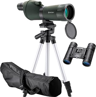 Barska 20-60x60 Spotting Scope with Tripod & 8x21 Compact Binoculars Combo – Premium Optics for Bird Watching, Hunting, Target Shooting, Wildlife & Outdoor Viewing