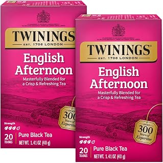 Twinings Tea, English Afternoon Tea 2-Pack – Uplifting and Refreshing Caffeinated Black Tea Bags Individually Wrapped, 20 Count Each