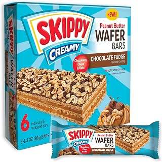 SKIPPY Creamy Peanut Butter And Chocolate Fudge Wafer Snack Bar, 1.3 Oz (36g)/Bar 6 ct