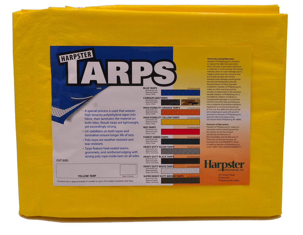 High Visibility Yellow Tarp 3.3 OZ. by Tarpsdirect – 10'x60', High Density Polyethylene, Yellow, Model Y10x60