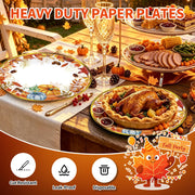 FATLBSEV Fall Dinnerware Set, 50 Pieces, Oval Plates and Napkins