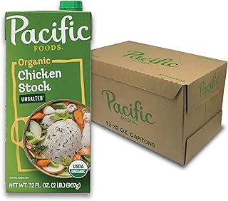 Pacific Foods Organic Unsalted Chicken Stock, 32 oz Carton (12 Pack)