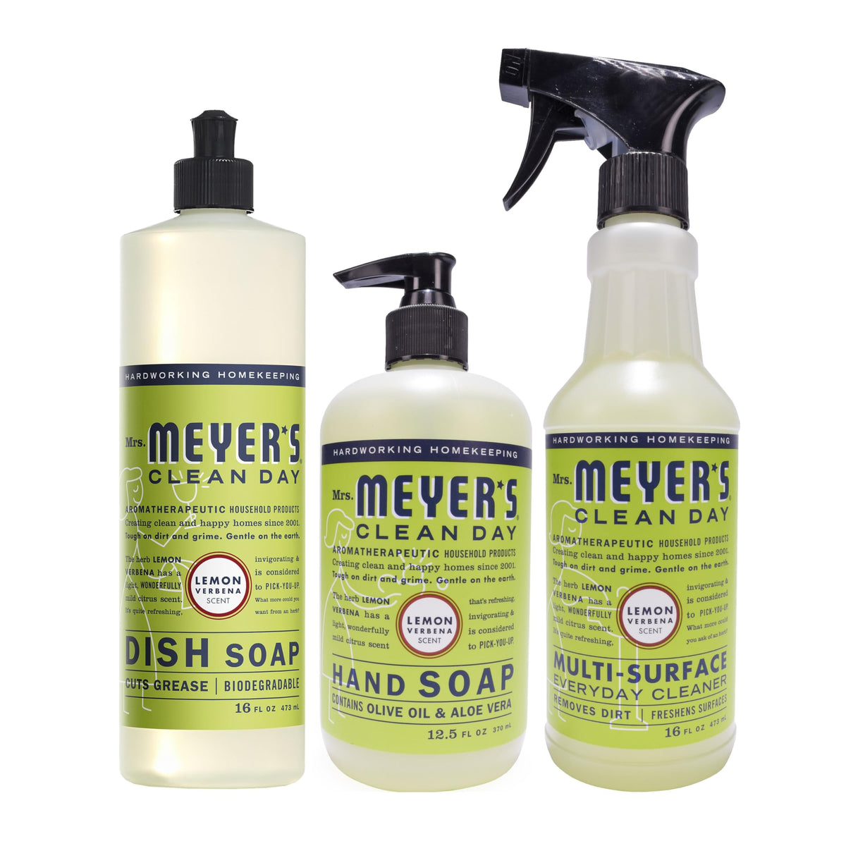 Mrs. MEYER'S Lemon Verbena / 44.5 Fl Oz (Pack of 1) / Kitchen Basics Set Dish Soap