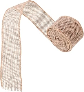 4cm Natural Linen-Like Wired Decorative Ribbon Roll 5 Yards for Holiday Wrapping, DIY Crafts, Christmas Wreath Making, Bow and Ornament Ribbon