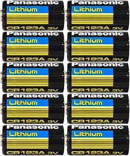 Panasonic CR123A Lithium 3V Photo Lithium Batteries, 0.67" Dia x 1.36" H (17.0 mm x 34.5 mm) (Pack of 10)