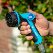 Heavy-Duty Metal Multi-Function Hose Nozzle with Smart Throttle and 7 Sprayer Patterns by Aqua Joe – 11 x 7 x 3 inches, Metal, w/ Smart Throttle, Model AJHN102