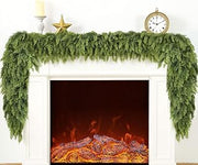 Giauma 9FT Double Fullness Christmas Cedar Garland with 280 Tips Cedar Branches Artificial Realistic Thick Soft Green Faux Winter Greenery Pine Garlands for Fireplace Mantel Table Doorframe