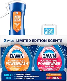 Dawn Powerwash Spray, Dish Soap, Dishwashing Liquid, Pumpkin Spice + Frosted Cranberry, 1 Starter Kit + 1 Refill, 2x16 Fl Oz
