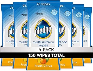 Pledge pH Balanced Multi Surface Cleaning Wipes, Fresh Citrus, 25 ct, 6 pk