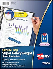 Avery Diamond Clear Top Sheet Protectors, Super Heavyweight Page Protectors for 3 Ring Binder, Clear Binder Sheet, 25 Count (76000)