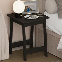Furinno Beginning Night Stand, Square Nightstand, Wood Bedside Table with H-Legs, Side Table, End Table, Easy Assembly, for Bedroom, Closet, Dorm, Espresso